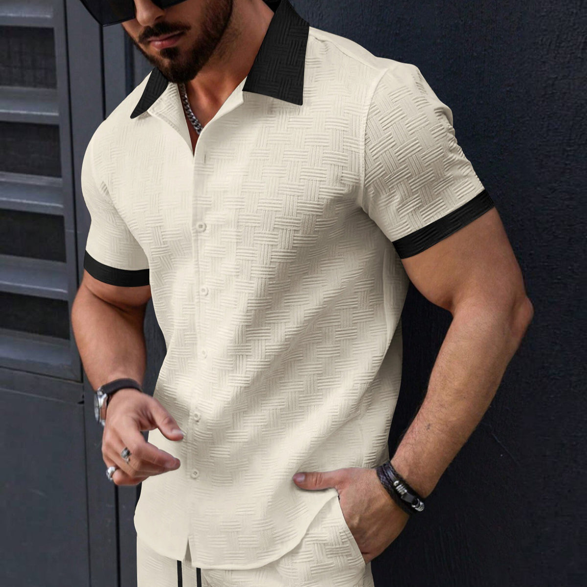 Jacquard Color-Block Hemd für Herren – Bild 3 | LuxeStyle