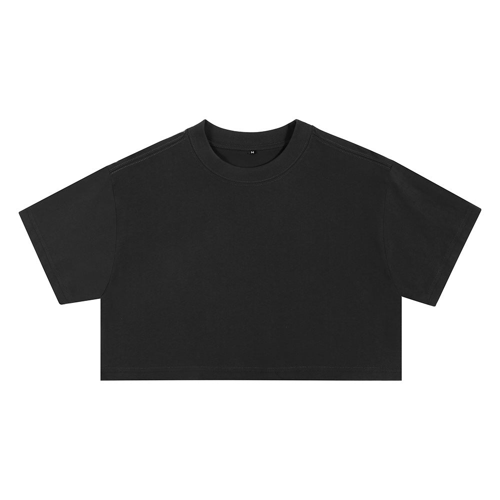 Kurzes Baumwoll-Crop-Top mit Rundhals