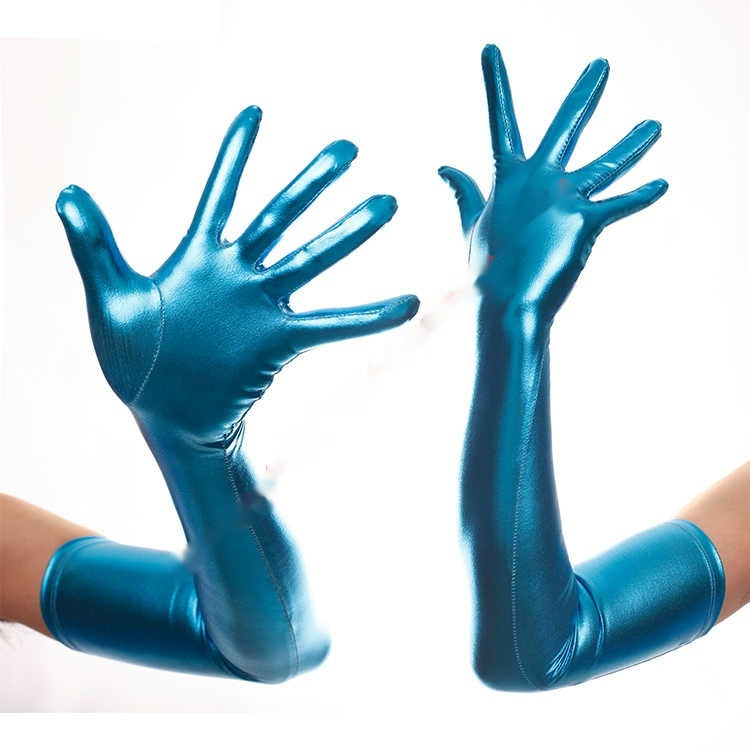Glänzende, ellenbogenlange Kostümhandschuhe