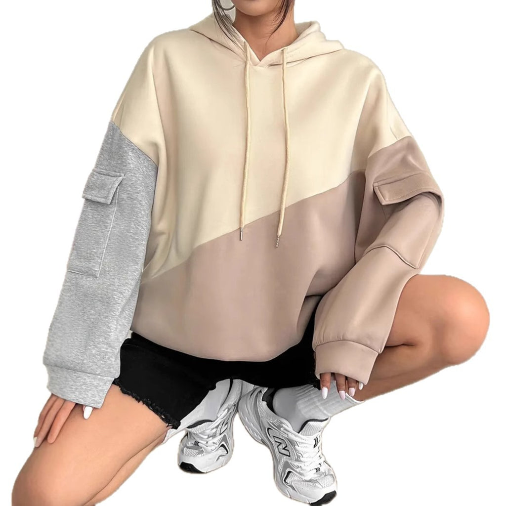 Color-Block Hoodie mit langen Ärmeln