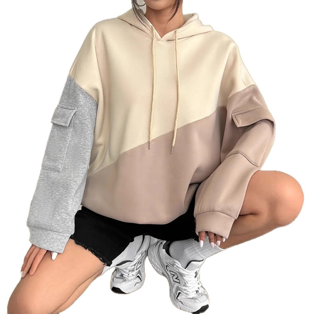 Color-Block Hoodie mit langen Ärmeln