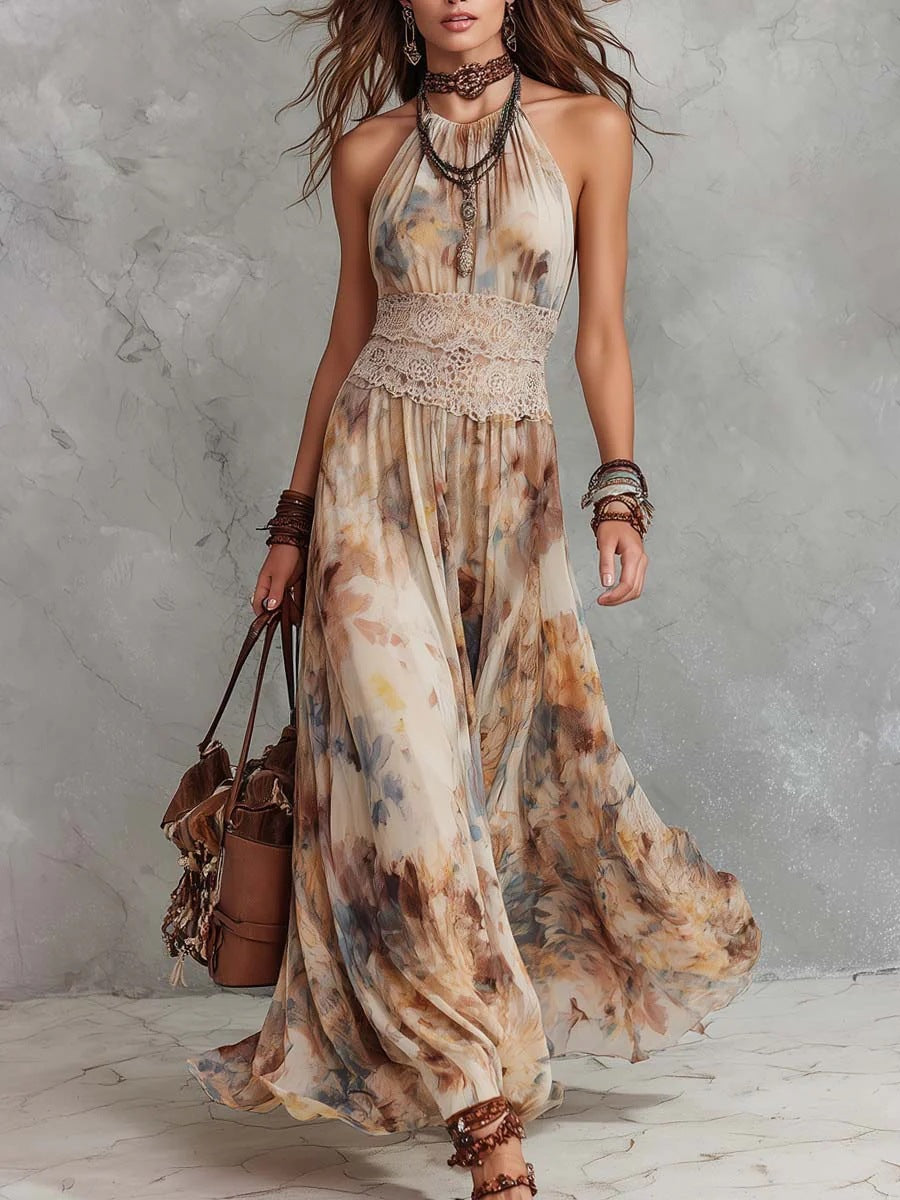 Damen Midikleid mit Blumenmuster und Taillengürtel – Bild 5 | LuxeStyle