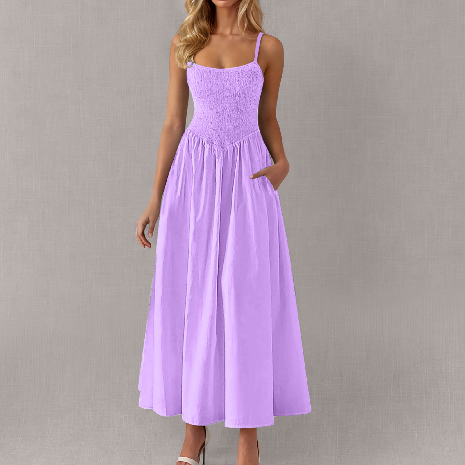 Verstellbares Rüschen-Trägerkleid mit Taschen