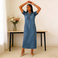 Blauer Casual-Denim-Kleid