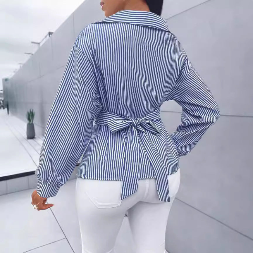 Strickbluse mit Streifen, lange Ärmel – Bild 8 | LuxeStyle