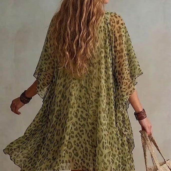 Chiffon-Strandkleid mit V-Ausschnitt