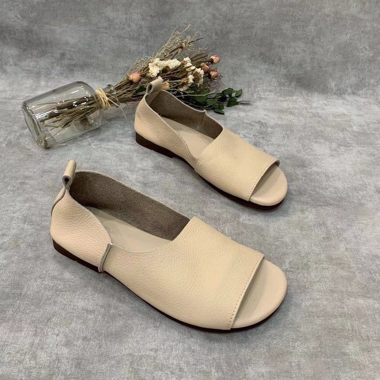 Retro Leder-Sandalen mit offener Spitze – Bild 4 | LuxeStyle