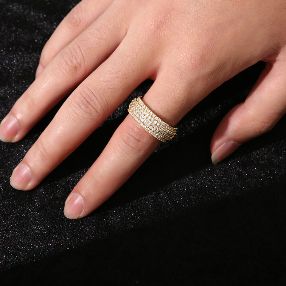 Hip-Hop Ring mit fünf Reihen Zirkonia – Bild 5 | LuxeStyle