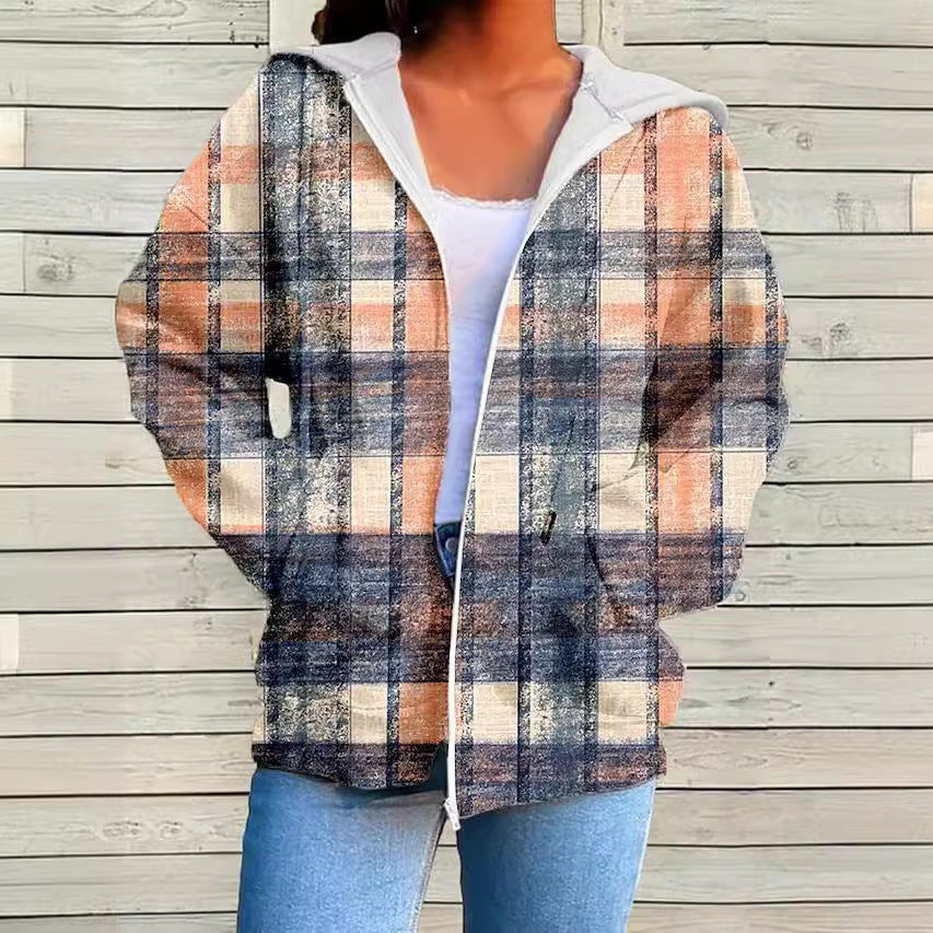 Kapuzenpullover mit Reissverschluss & Print