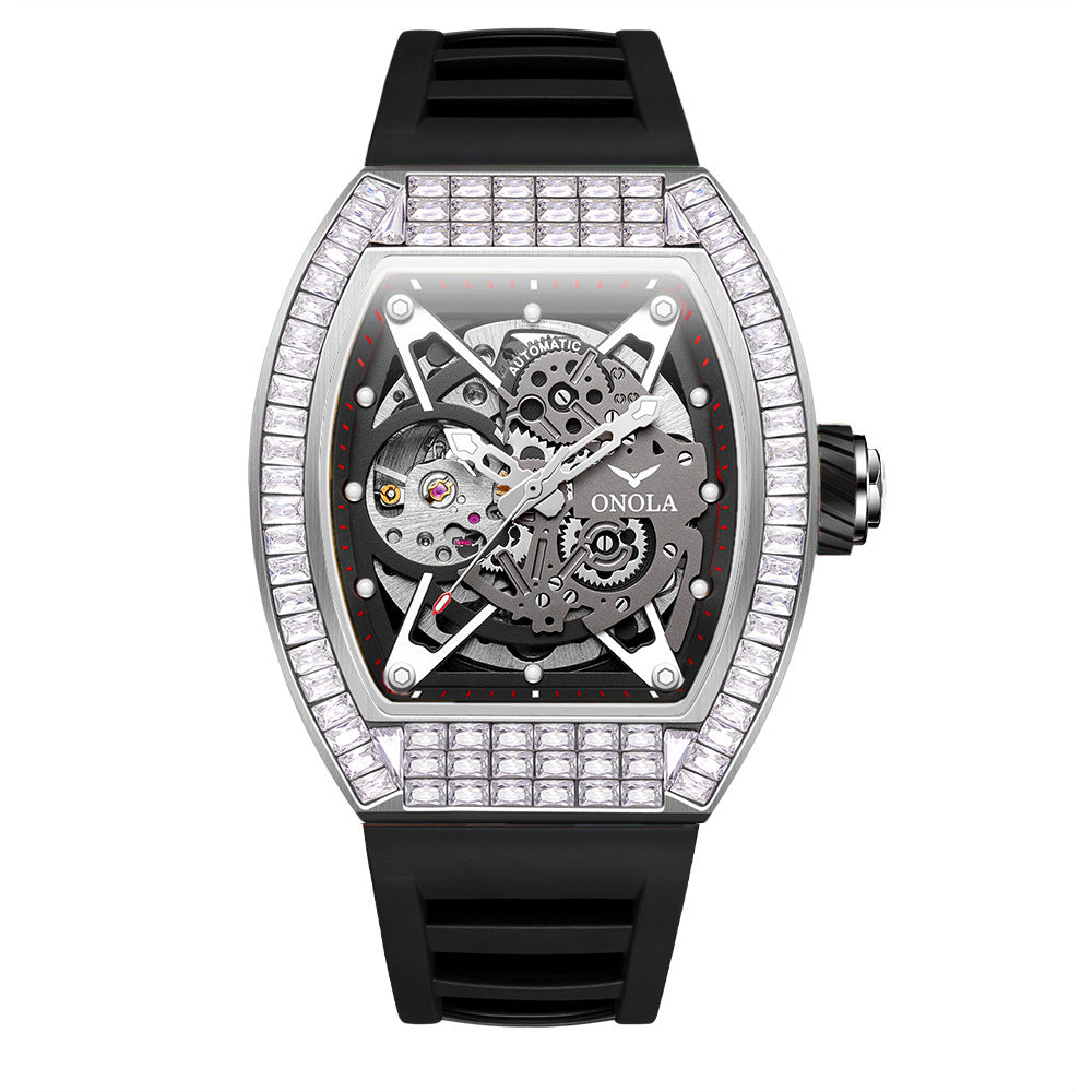 Hollow Automatik-Uhren Herren Silikonarmband wasserdicht