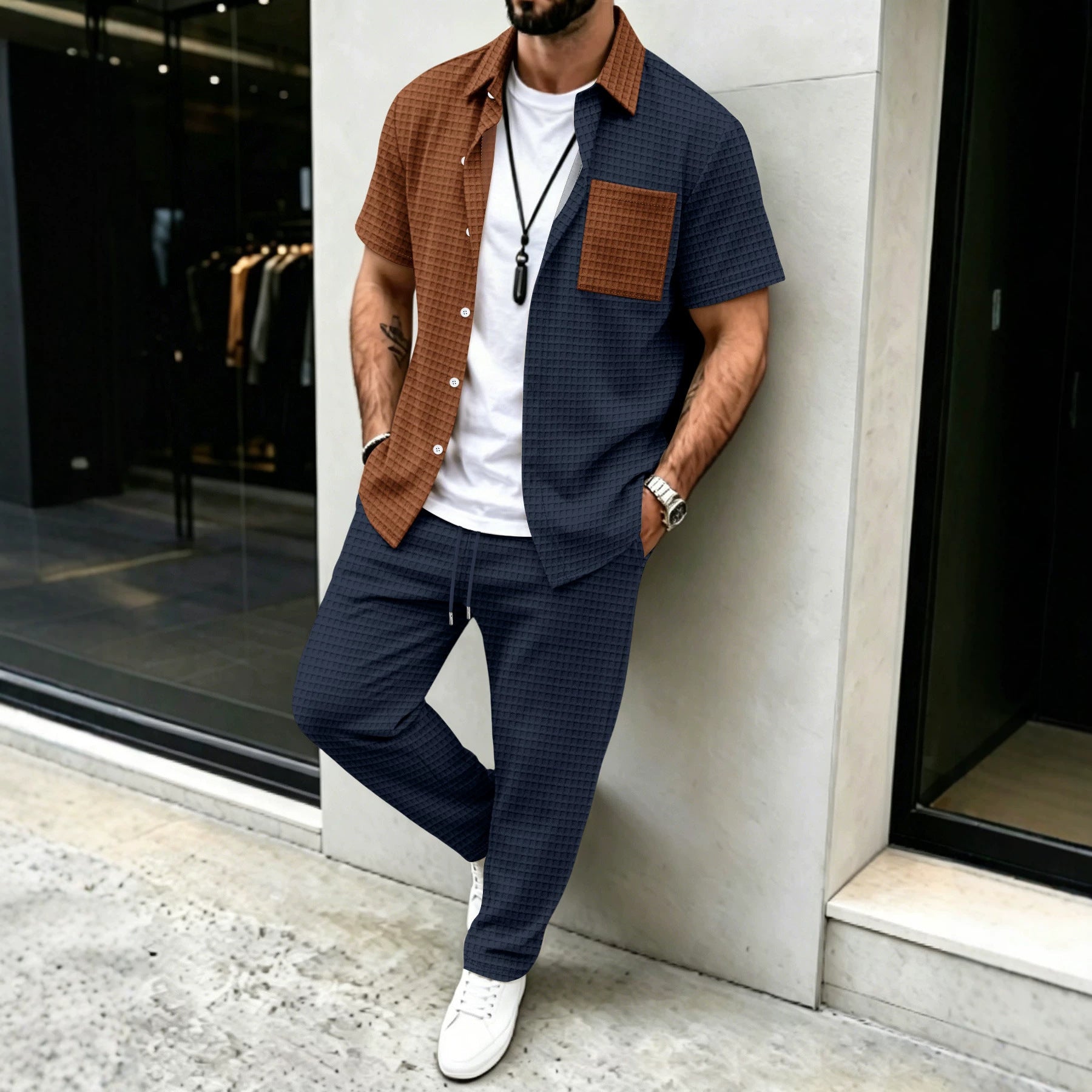 Herren-Set «Resort» · Kurzarm-Hemd + Hose – LuxeStyle