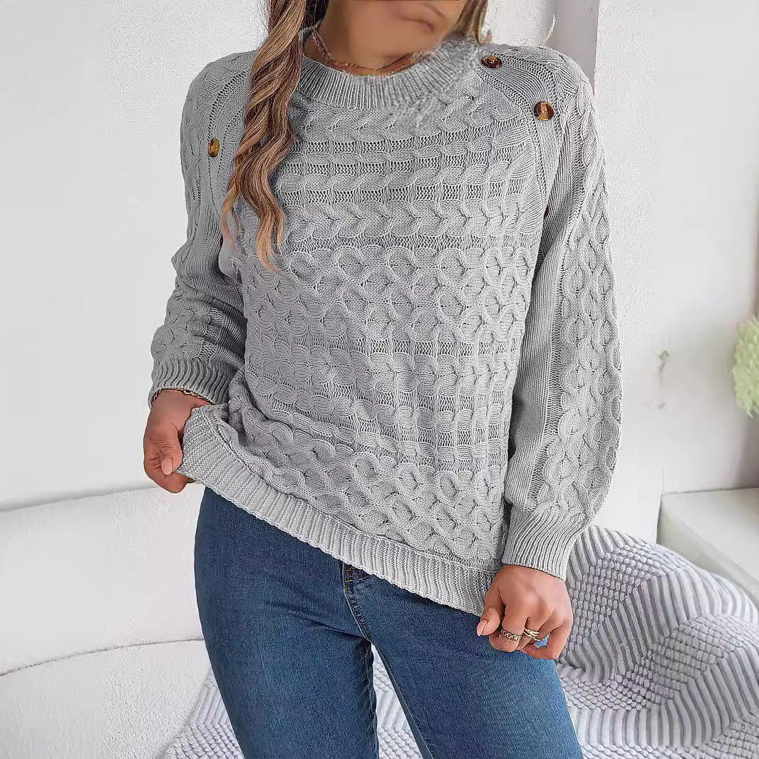 Pullover mit Knopfleiste und Puffärmeln