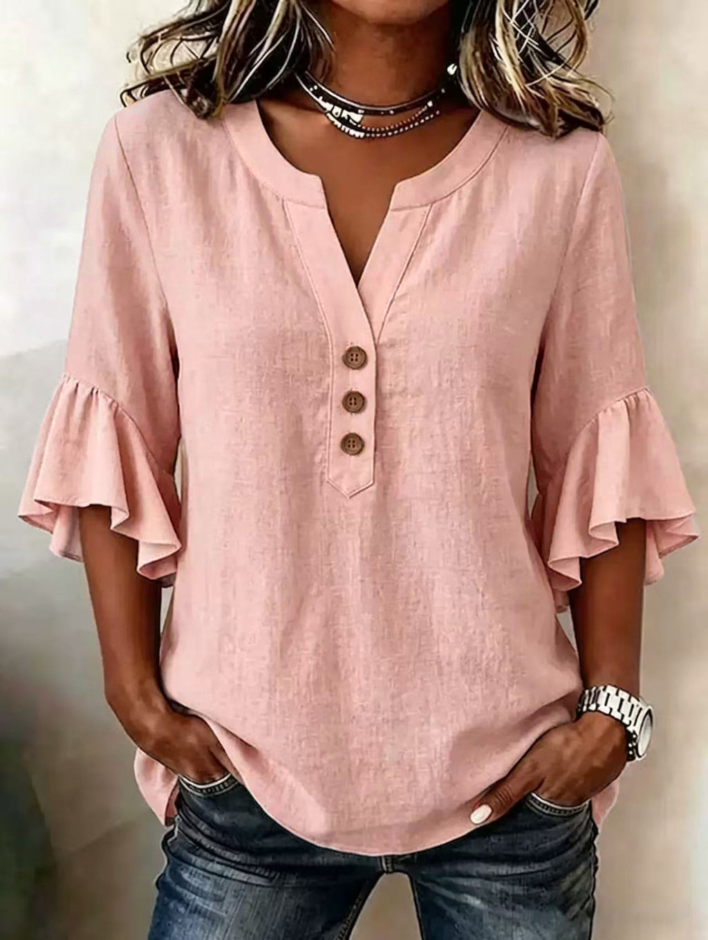 Elegante Oversize Bluse aus Baumwoll-Leinen-Mix | LuxeStyle