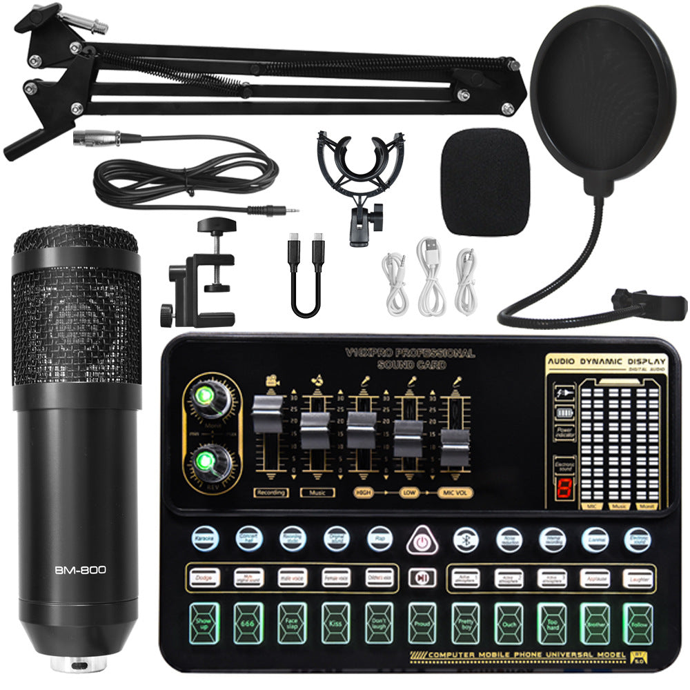 Live Broadcast Soundkarten-Set mit Kondensatormikrofon