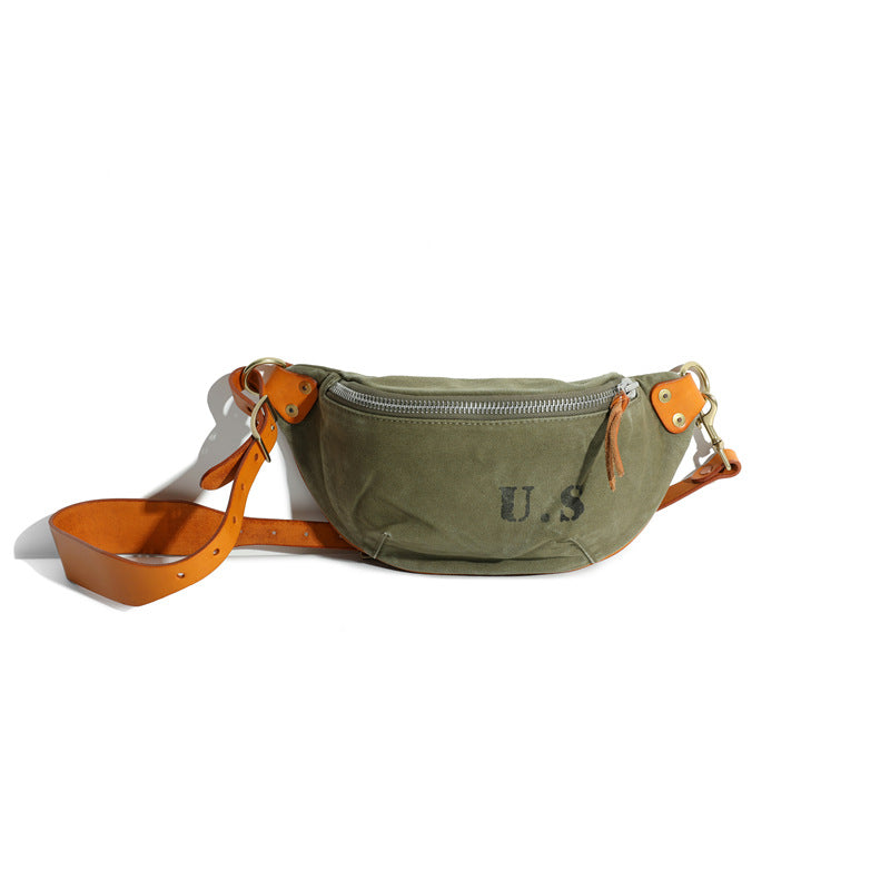 Vintage Canvas Tasche mit Leder-Patchwork