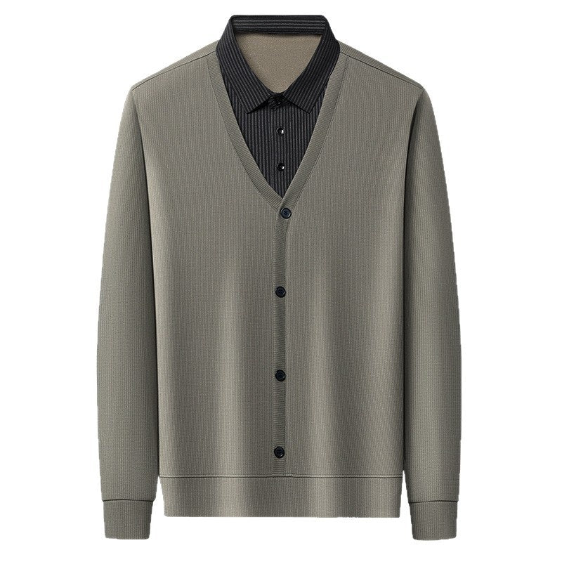 Fleece-gefülltes Langarm-Strickshirt mit Kragen | LuxeStyle