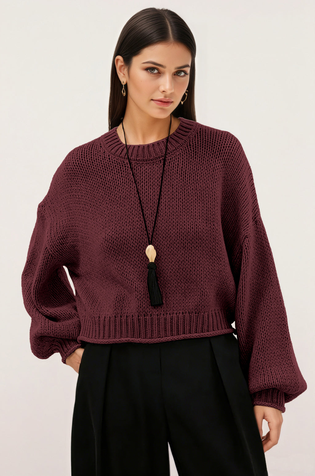 Strickpullover Rundhals Loose-Fit Damen