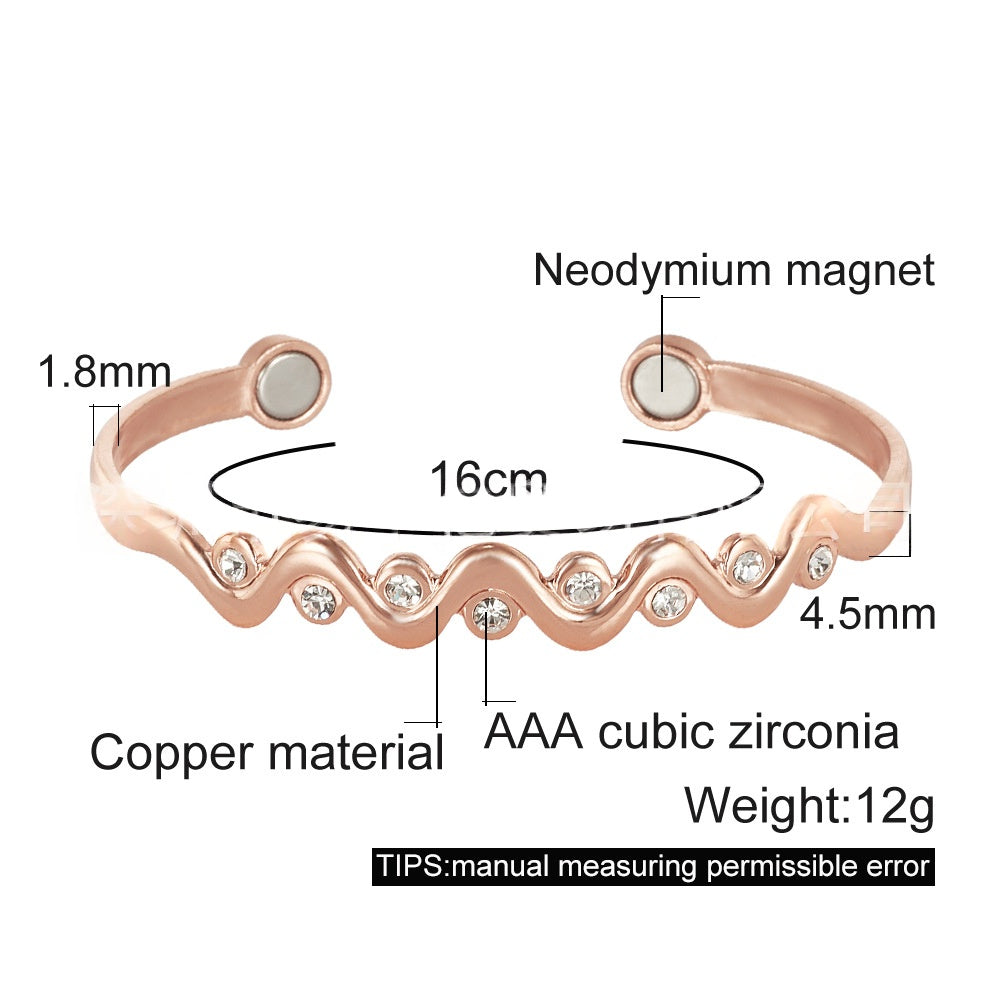 Kupferarmband mit Zirkon und Magneten