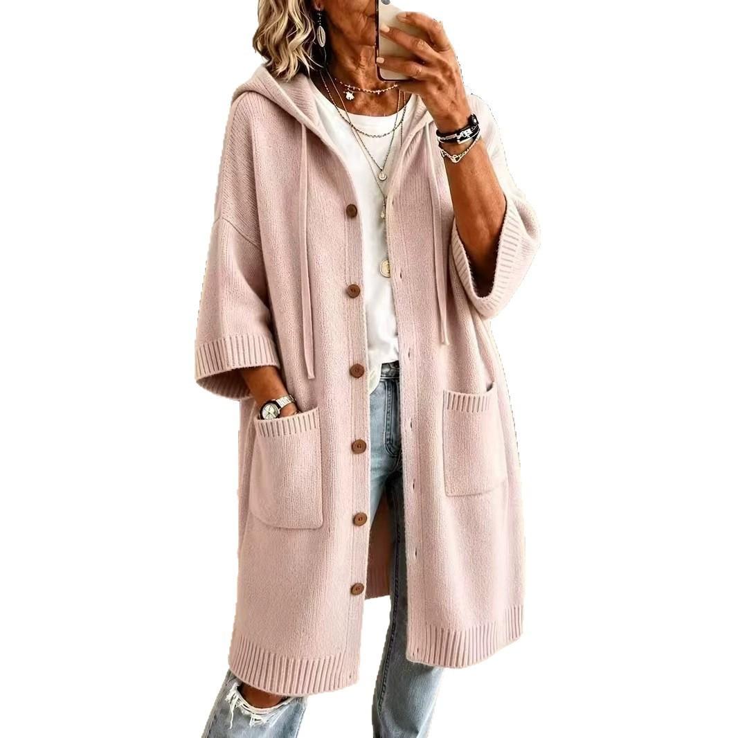 Damen Strick-Cardigan mit Kapuze – Bild 3 | LuxeStyle