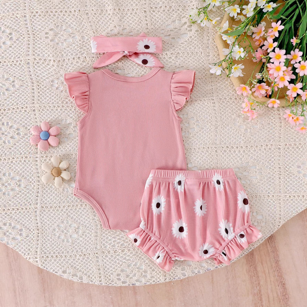 Geripptes Baumwoll-Set für Baby-Mädchen – Bild 2 | LuxeStyle