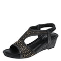 Keil-Sandalen mit Elastikband und Strass – Bild 6 | LuxeStyle