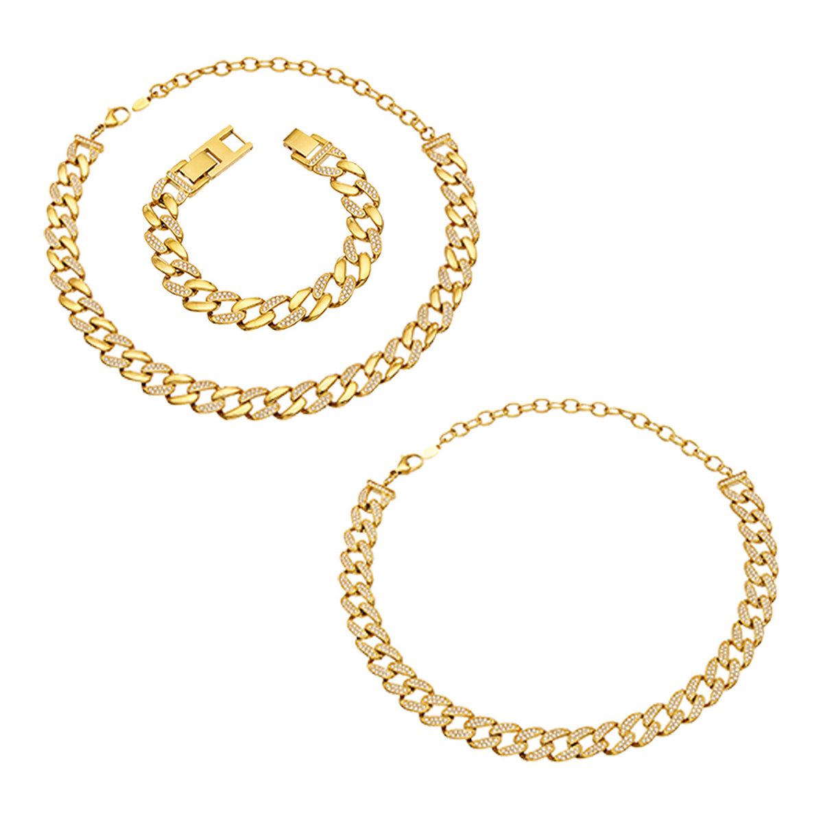 Halskette und Armband aus Edelstahl mit Zirkonia – Bild 6 | LuxeStyle