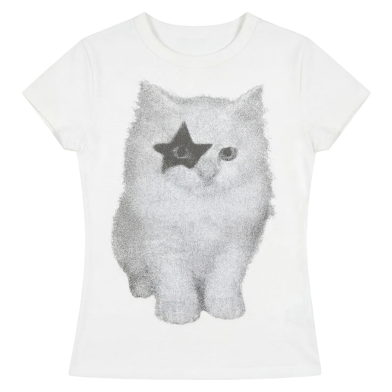 T-Shirt mit Cartoon-Print und kurzen Ärmeln