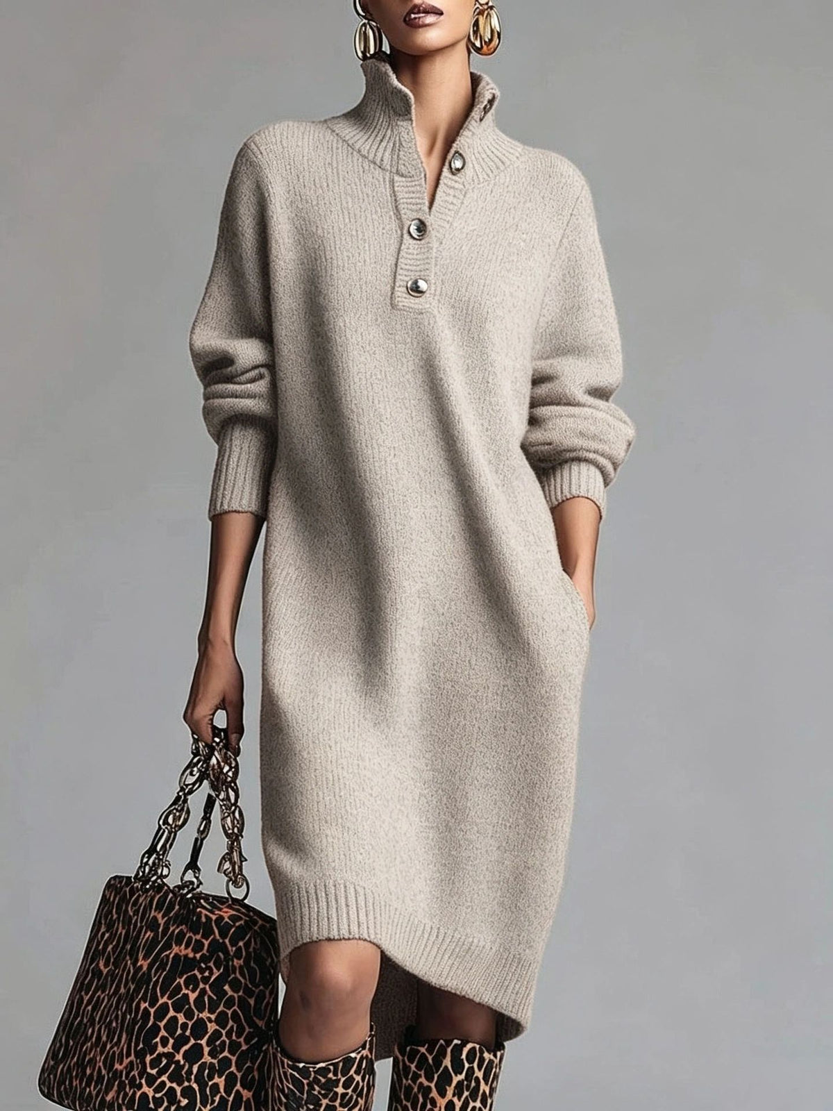 Strickkleid mit Rollkragen für Damen – Bild 2 | LuxeStyle