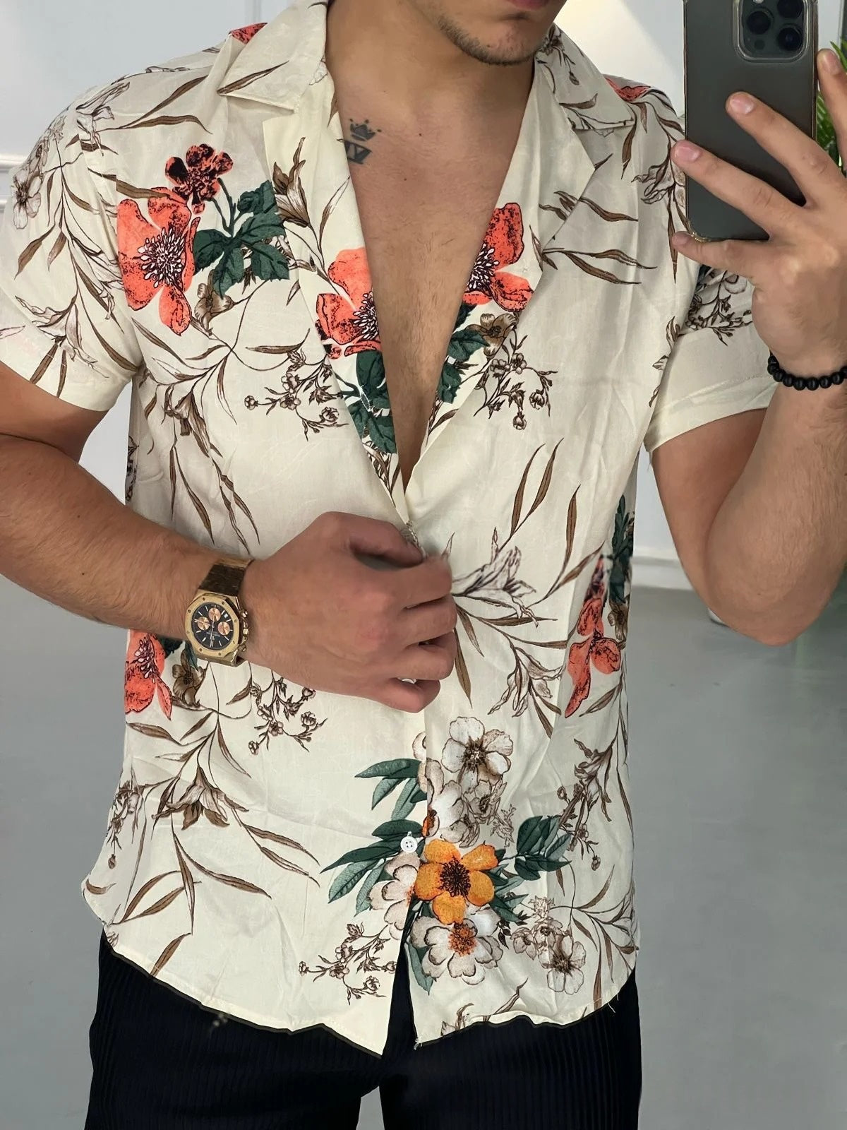Hawaiianer-Print-Kurzarmhemd