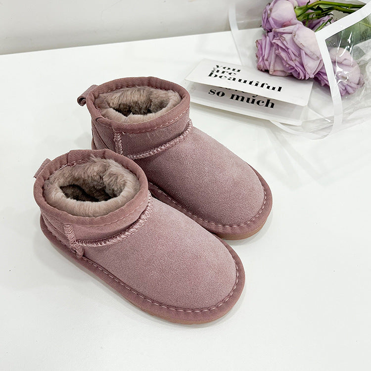 Kinder Winterstiefel aus Leder mit Fell