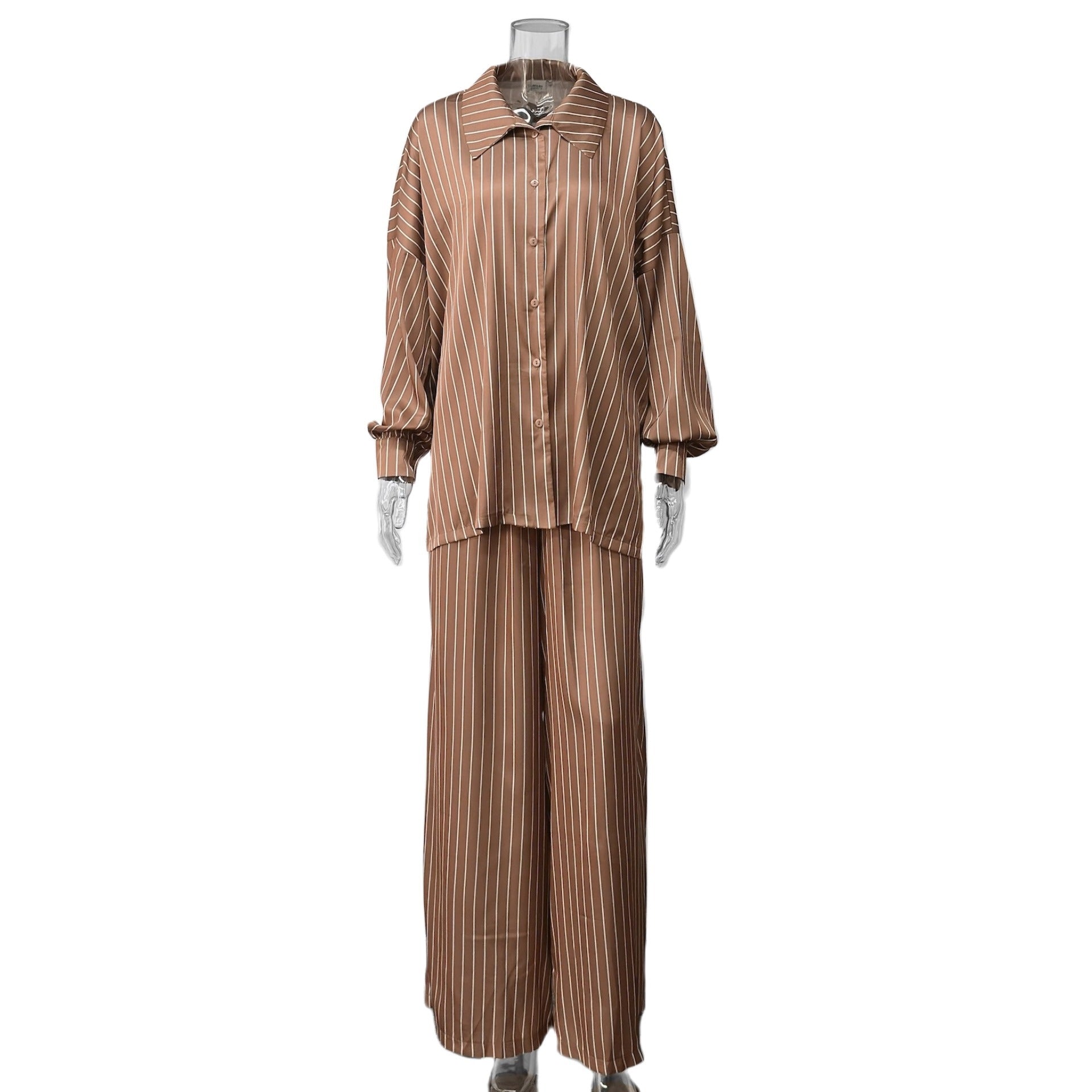 Gestreiftes Zweiteiler-Set mit Cardigan & Hose