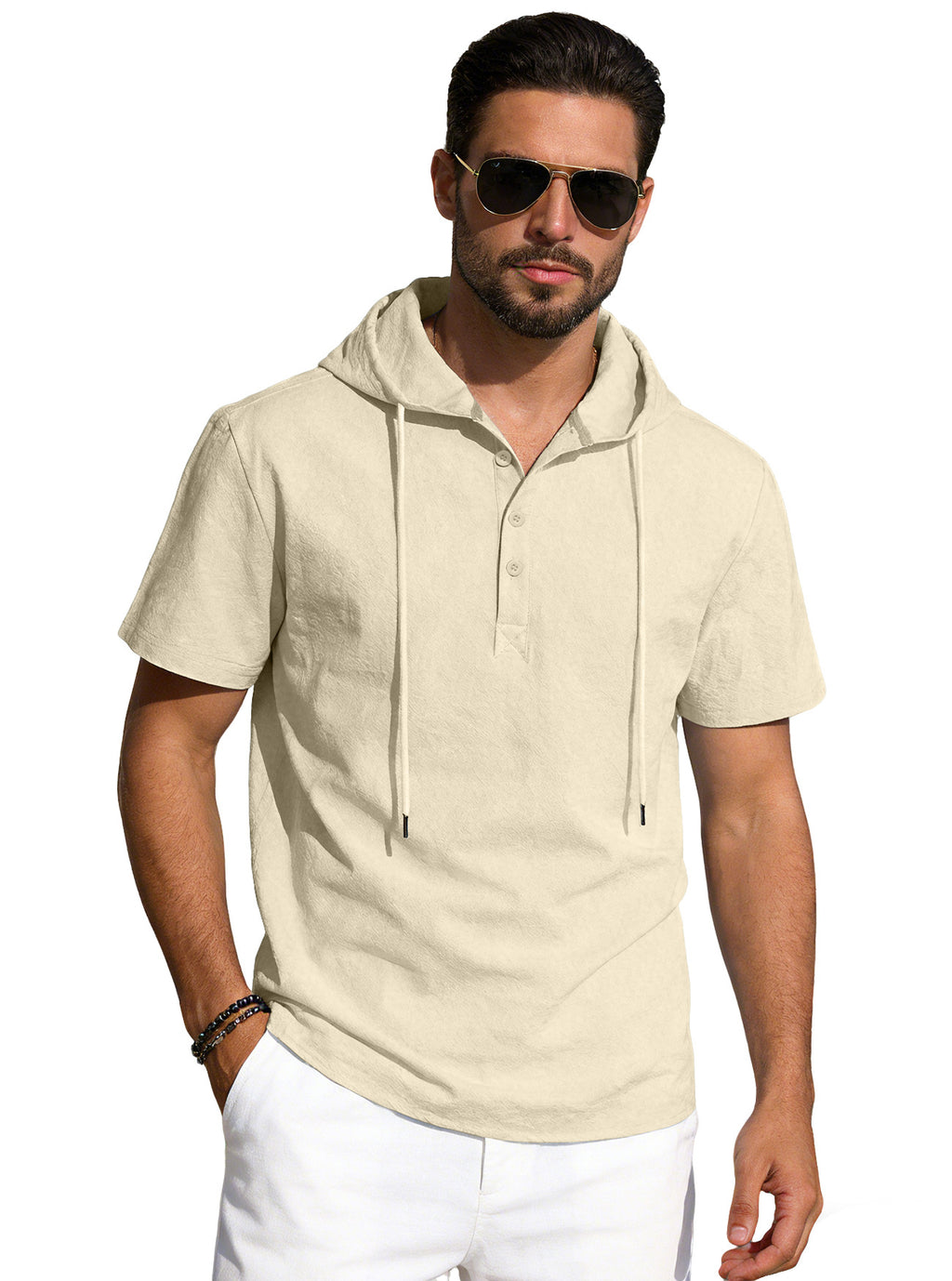 Herren Cotton-Linien Kurzarm-Einfarbig Hoodie