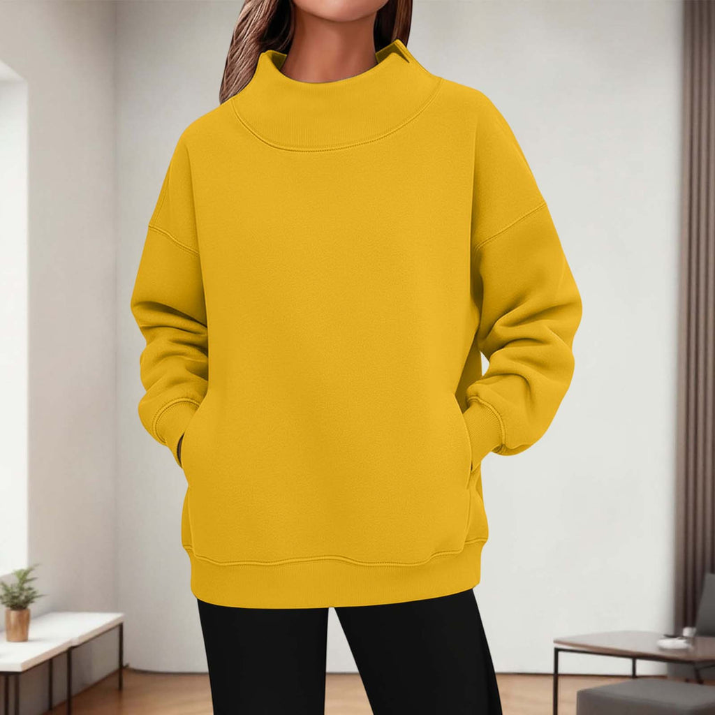 Damen Rollkragen Hoodie mit 3D-Effekt
