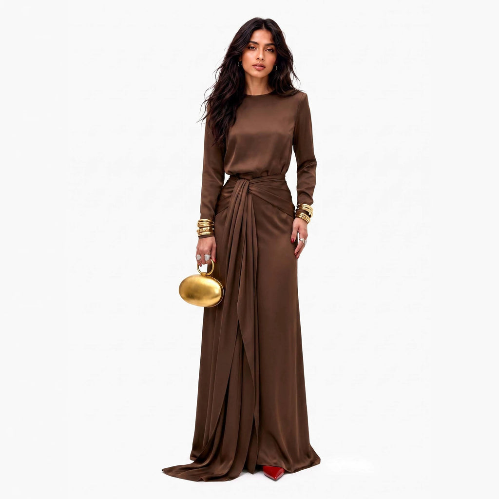 Langärmliges Damenkleid mit Kordelzug, japanischer Stil – Bild 5 | LuxeStyle