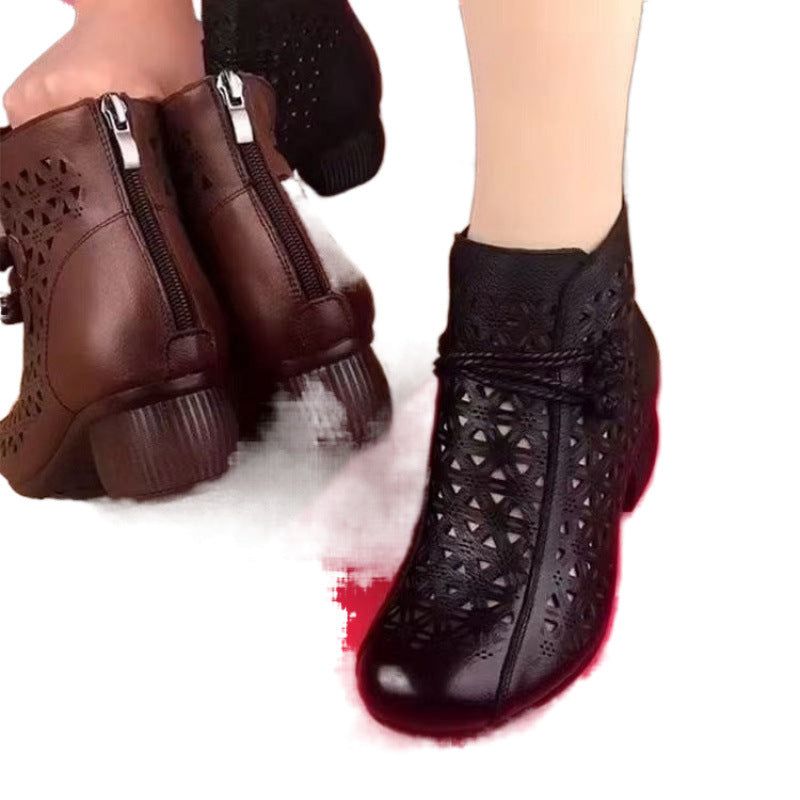 Braune Sandalen mit Futter und Mid-Heel – Bild 5 | LuxeStyle
