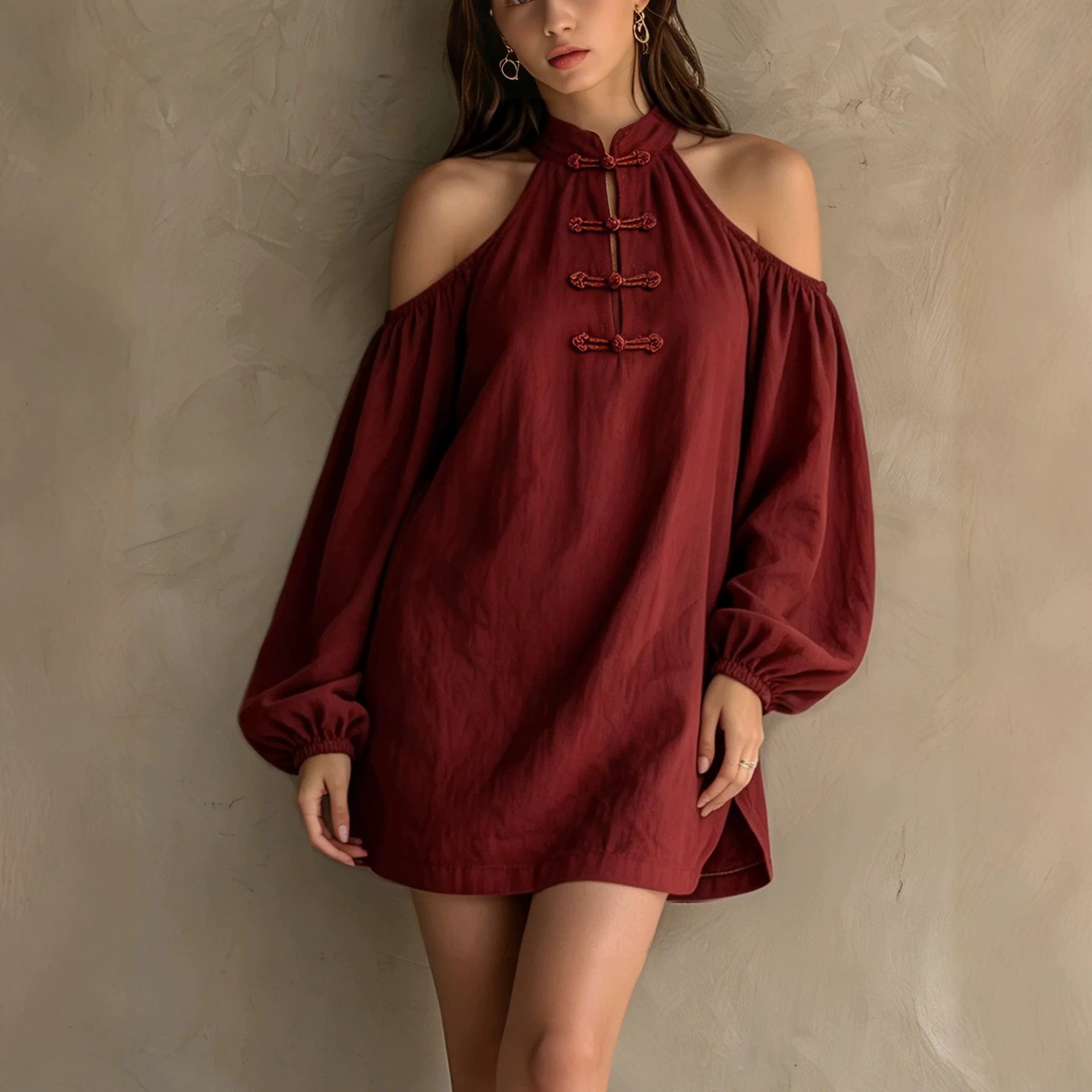 Off-Shoulder A-Linien Minikleid