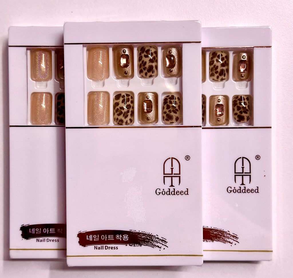 Press On Nails Leopard-Print mit Glitzer – Ansicht 6
