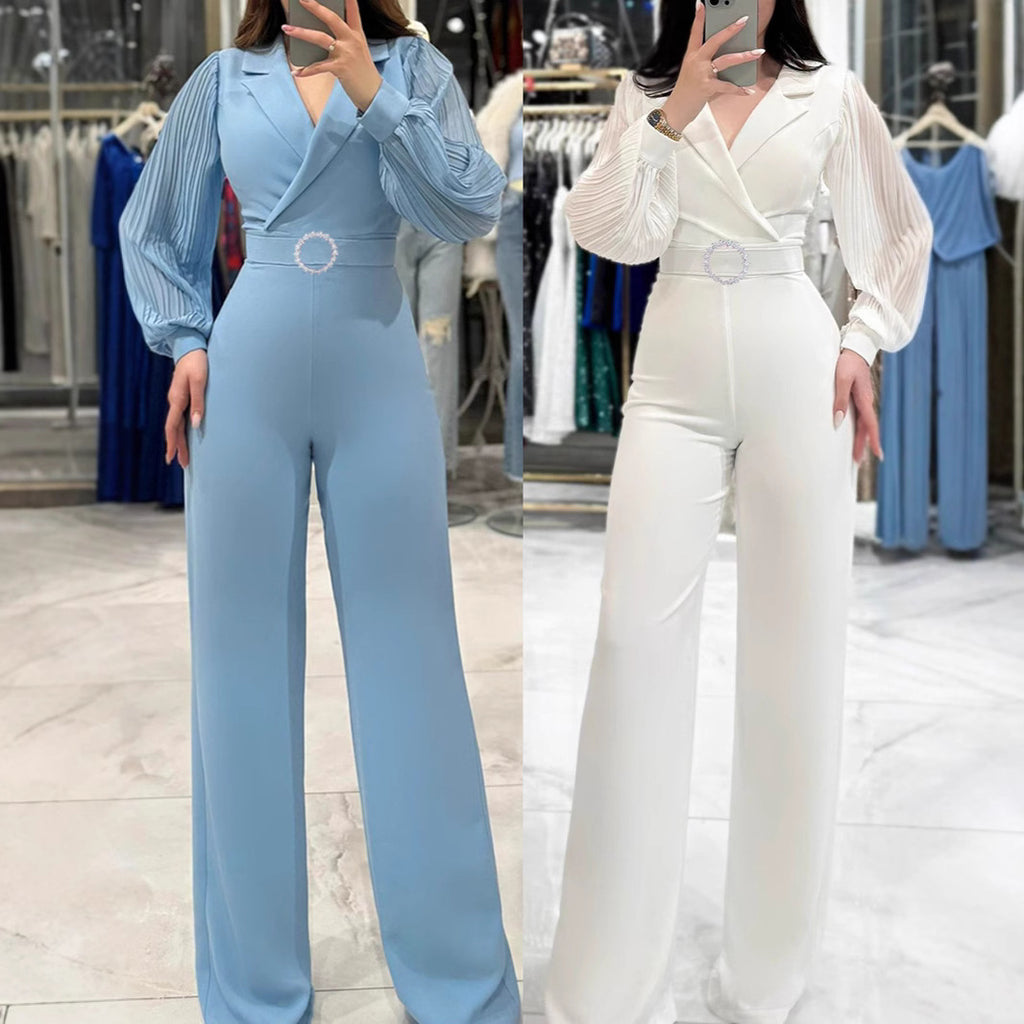 Eleganter Jumpsuit mit Plisse-Ärmeln