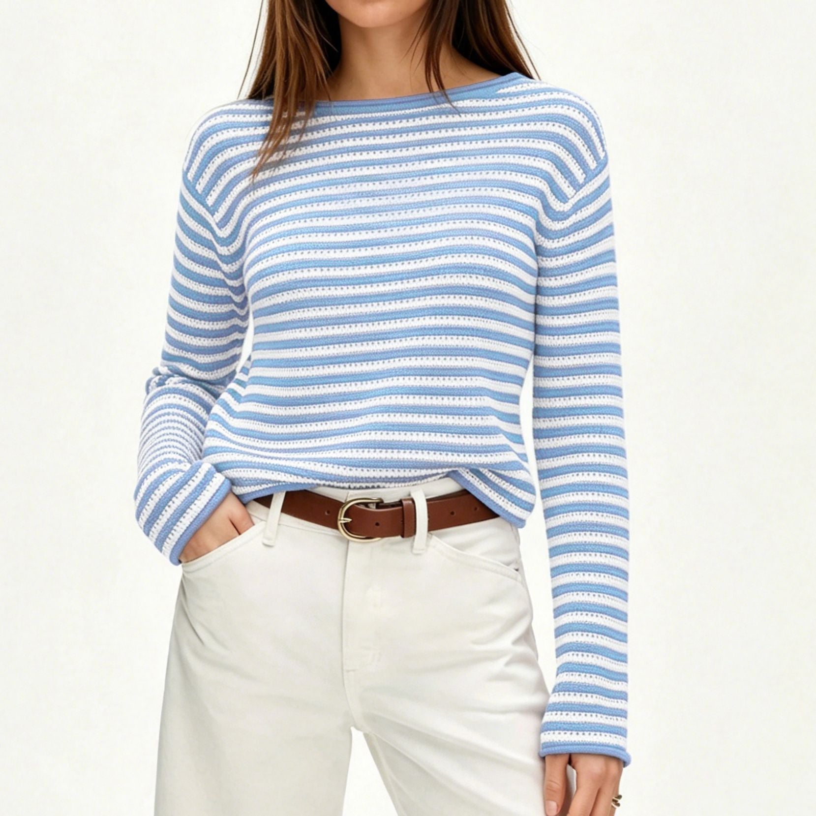 Gestreifter Pullover im Casual Loose Fit