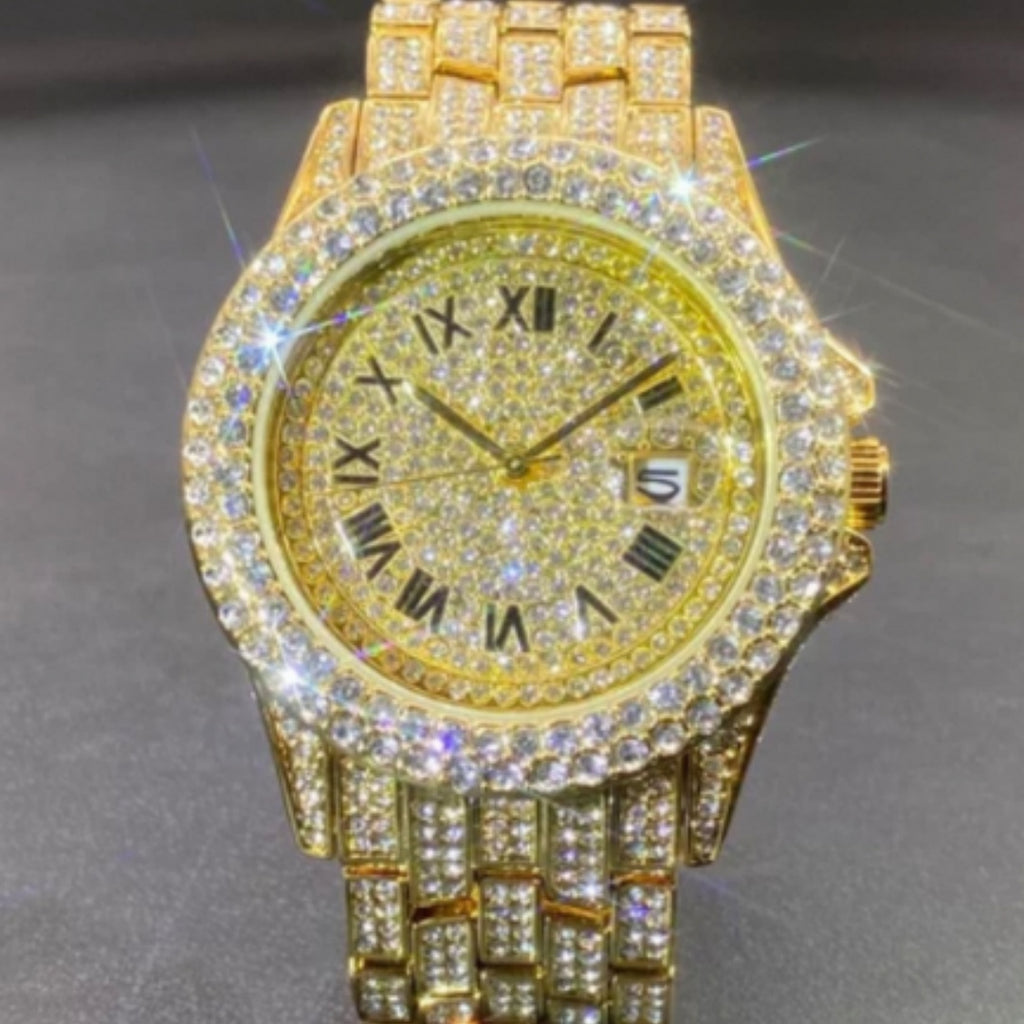 Premium-Diamant Herrenquarzuhren mit Kalendarfunktion