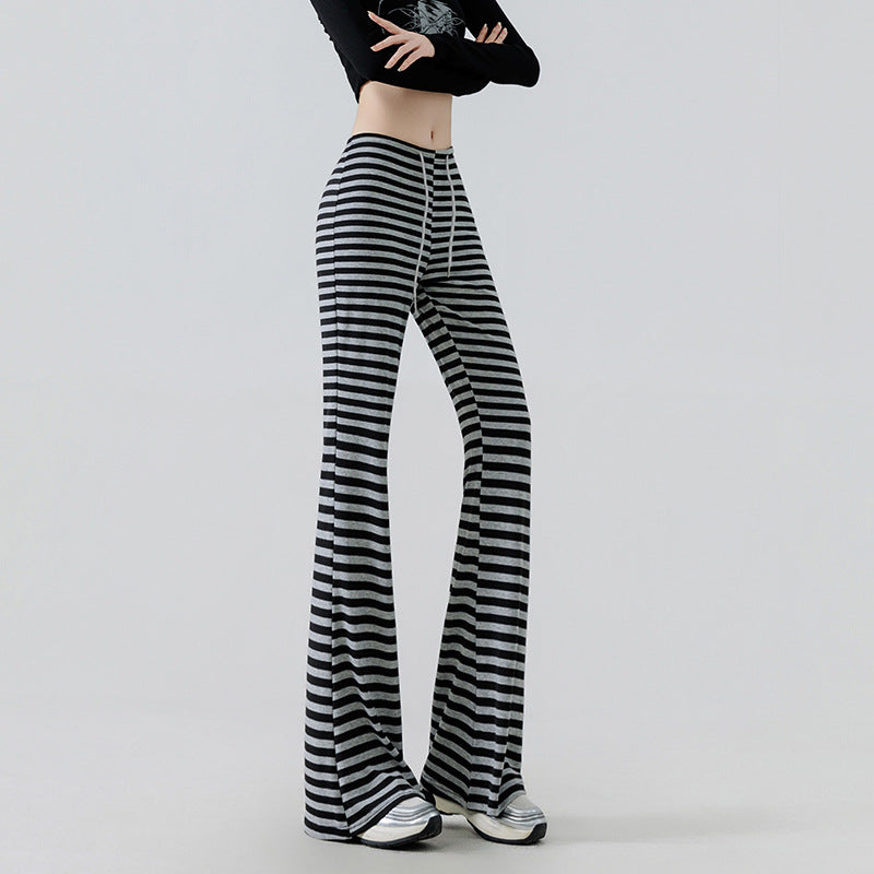Gestreifte Slimming Leggings mit Kordelzug