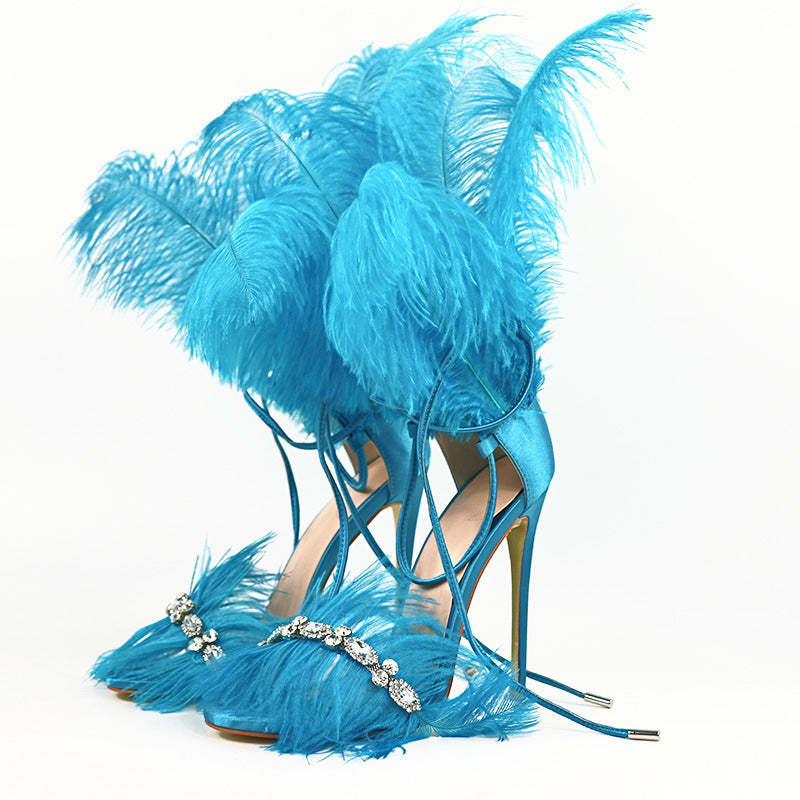 Catwalk Sandalen mit Strass und Federn – Bild 3 | LuxeStyle