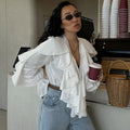 V-Ausschnitt Langarmshirt mit Rüschen – Bild 7 | LuxeStyle