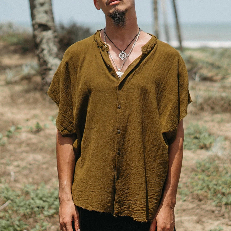 Herren Kurzarm-Shirt aus Baumwoll-Leinen