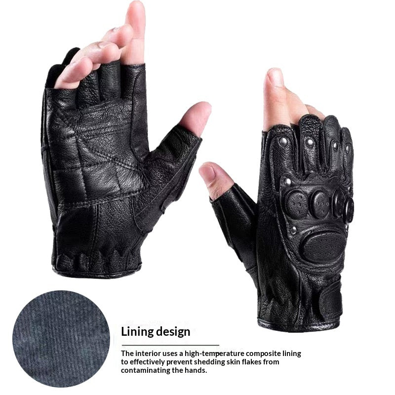 Taktische Halbfinger-Lederhandschuhe