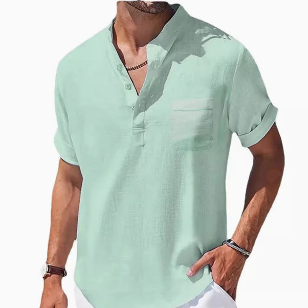 Lässiges T-Shirt mit Reverskragen und 3/4-Ärmeln – Bild 7 | LuxeStyle