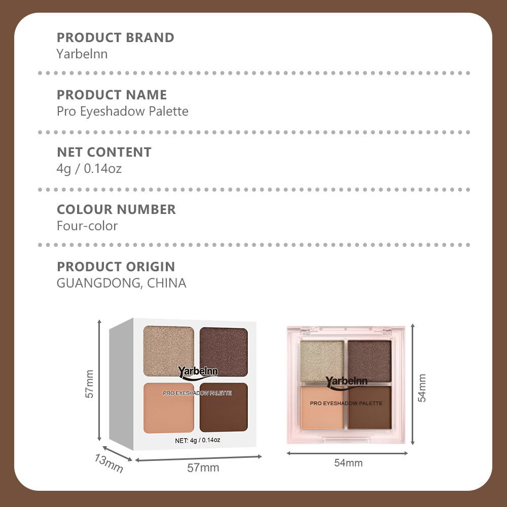 4-Ton Eyeshadowpalette mit Erde-Ton & Traubenfarbe, Multifunktional