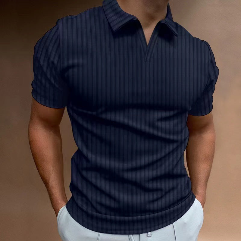 Gestreiftes V-Neck Polo-Shirt für Herren – Bild 3 | LuxeStyle