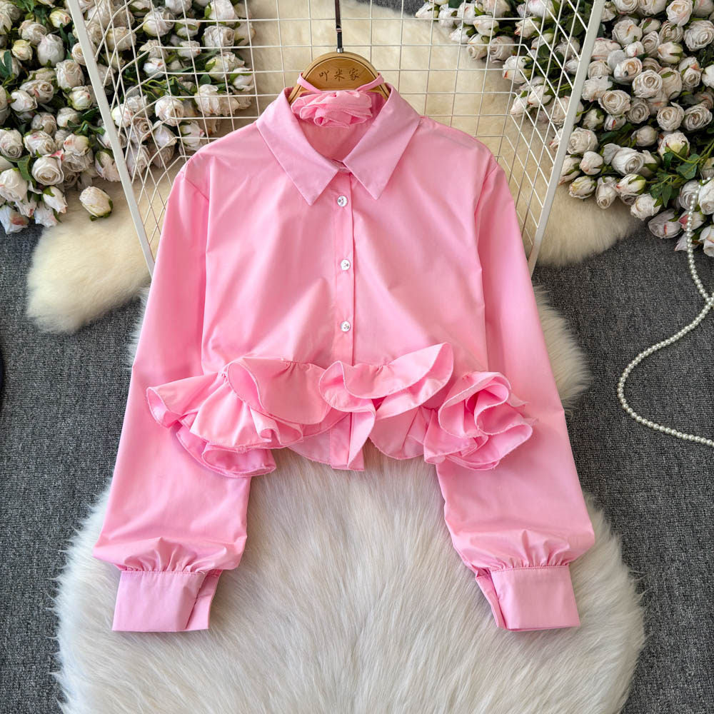 Rüschenbluse mit 3D-Effekt