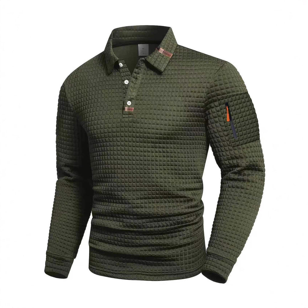 Patchwork Checkerboard Langarm Polo-Shirt Herren – Bild 9 | LuxeStyle